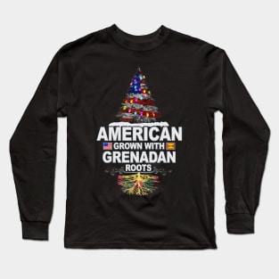 Christmas Tree  American Grown With Grenadan Roots - Gift for Grenadan From Grenada Long Sleeve T-Shirt